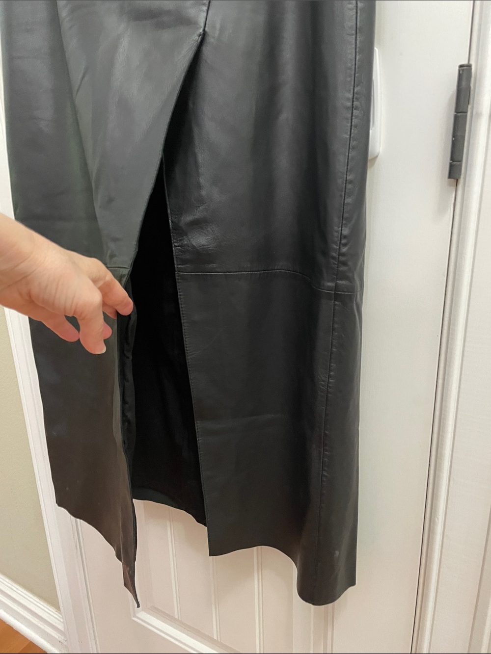Topshop Black Genuine Sheep Leather Long Skirt - Picture 2 of 5
